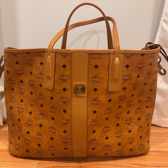 MCM Brown and Blue Tote with Pouch - Picture 4 of 7